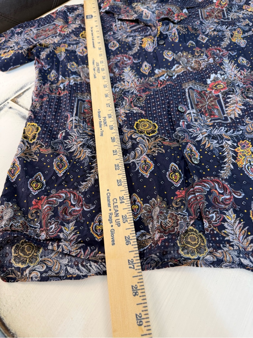 Murano Men’s Large Slim Fit Camp Collar Short Sleeve Paisley Floral Boho Button- - Picture 9 of 12